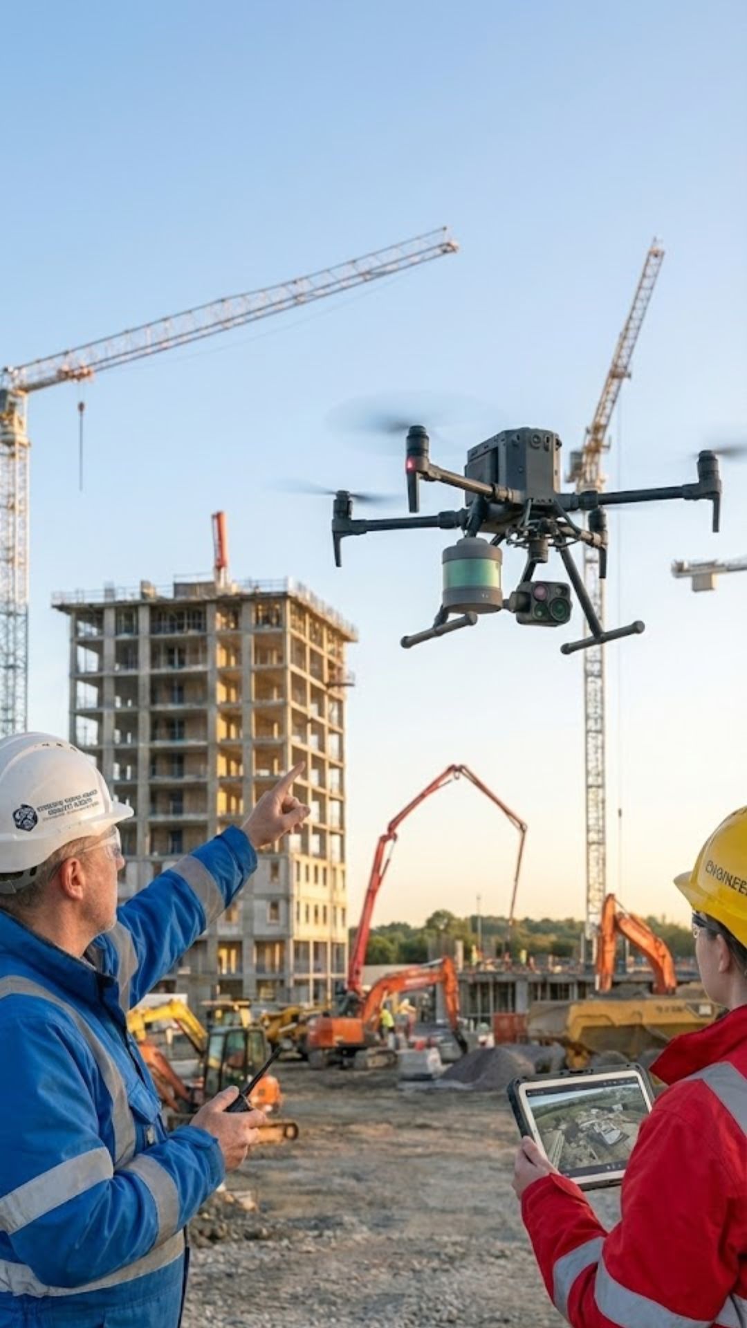 Construction site progress monitoring with professional aerial documentation and reporting